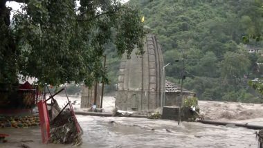 Panchvaktra Temple Submerged in Water Again Due to Spate in Beas River Following Heavy Rainfall in Himachal Pradesh's Mandi (Watch Video)