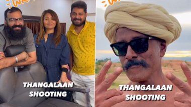Thangalaan: Chiyaan Vikram, Malavika Mohanan and Pa Ranjith's Team Do Arjun Ashokan's Iconic Romancham Headshake in This Fun Wrap-Up Video - WATCH!