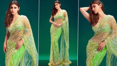 Mouni Roy Turn Heads in Embellished Green Saree, Brahmastra Actress Shares Ethnic Look (See Pics)