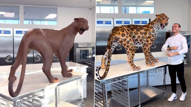 Pastry Chef Makes Life-Sized Chocolate Leopard Sculpture, Video Goes Viral (Watch)