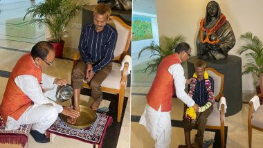 Sidhi Urination Case: Madhya Pradesh CM Shivraj Singh Chouhan Meets Victim Dashmat Rawat, Washes His Feet Inside Official Residence (See Pics and Video)