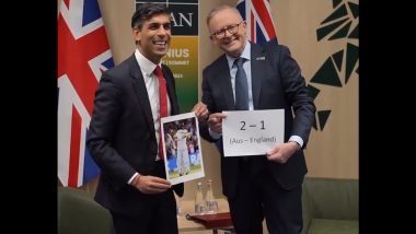 'I’m Sorry, I Didn’t Bring My Sandpaper With Me' Britain PM Rishi Sunak Engages in Fun Banter With Australian Counterpart Anthony Albanese Over Ashes 2023 (Watch Video)