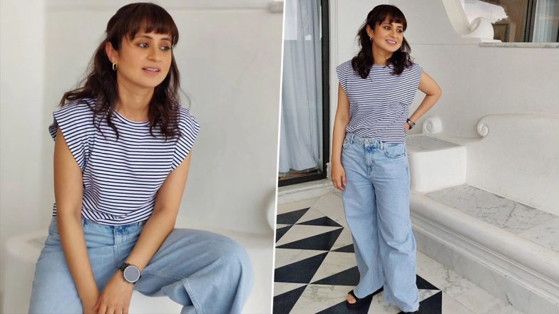 Rasika Dugal Looks Cool in a Blue Striped Top Paired With Wide Leg Jeans, Mirzapur Actress Shares ‘Mixed Monsoon Feelings’ Photos on Insta (See Pics)