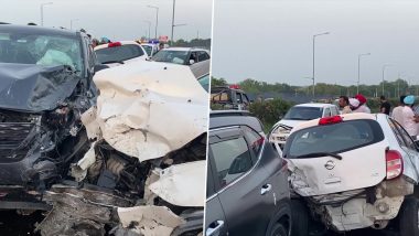 Punjab Road Accident Photos: Several Injured After Multiple Car Collision on Bathinda-Chandigarh National Highway