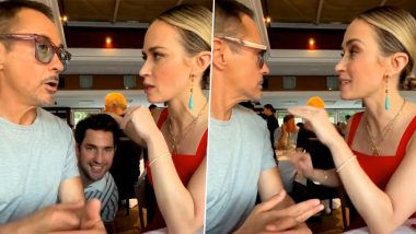 Oppenheimer Co-Stars Emily Blunt, Robert Downey Jr Engage in Conversation While John Krasinski Peeks Out at Camera in This Hilarious Video – Watch