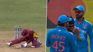 Bowled! Ravindra Jadeja Castles Shimron Hetmyer After Latter Misses Paddle-Sweep Attempt During IND vs WI 1st ODI 2023 (Watch Video)