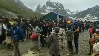 Amarnath Yatra 2023: Annual Pilgrimage Resumes on Pahalgam Route As Weather Improves (Watch Video)