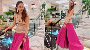 Rakul Preet Singh Shines in Pink Embellished Top and Skirt With a Thigh-High Slit (View Pics)
