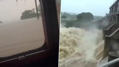 Telangana Rains: Stranded Driver, Helper Await Help as Truck Stuck in Flooded Road After Heavy Rainfall, Scary Video Surfaces