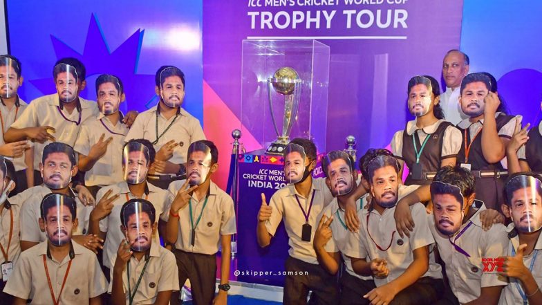 School Students Spotted Wearing Sanju Samson Face Mask During ICC Cricket World Cup 2023 Trophy Tour, Photo Goes Viral