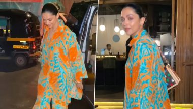 Deepika Padukone Looks Chic in Printed Co-Ord Set As She Steps Out On Dinner Date With Her Mom (Watch Video)