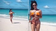 Sunny Leone Enjoys the Waves As She Runs on a Beach in Maldives! Actress Shows Off Her Sexy Figure in Cut-Out Monokini (Watch Video)