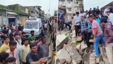 Gujarat Building Collapse Video: Two-Storeyed Structure Collapses in Junagadh, Several Feared Trapped