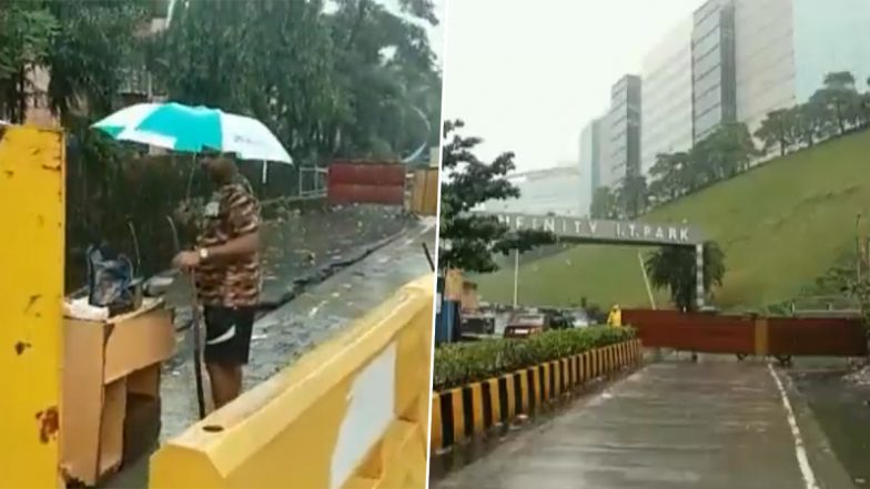 Mumbai Rains: Road Near IT Park in Goregaon Caves In, Traffic Affected (Watch Video)