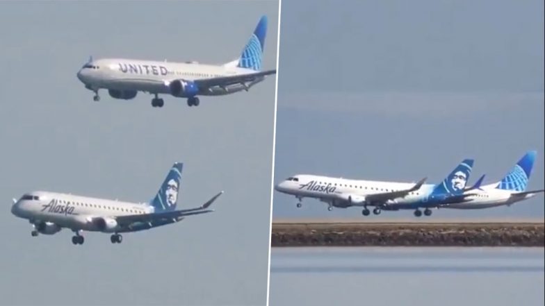 Parallel Plane Landing Video: Old Clip of Two Planes of United and Alaska Airlines Landing in Complete Sync in San Francisco Goes Viral Again