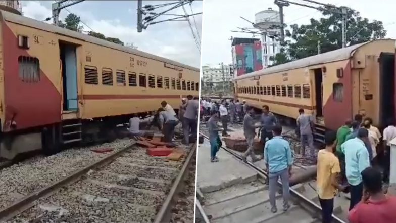 Tirupati Train Derailment Video: Last Coach of Tirupati-Thiruvananthapuram Train Goes Off Track