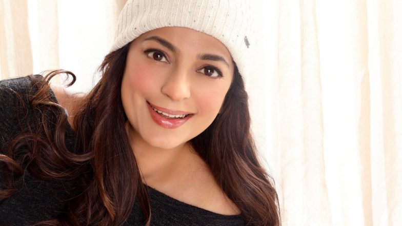 Juhi Chawla Looks Refreshing in Black Top and Cute White Beanie (View Pic)