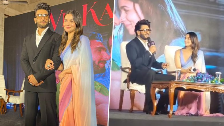 Rocky Aur Rani Kii Prem Kahaani: Alia Bhatt and Ranveer Singh Arrive in Stylish Saree and Suit for Launch of ‘Ve Kamleya’ in Delhi (View Pic and Video)
