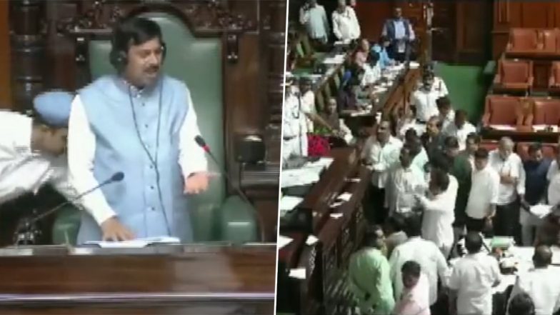 Karnataka Assembly Witnesses Huge Ruckus as BJP MLAs Protest, Throw Papers at Speaker Over IAS Officers' Appointment for Opposition Party Meeting (Watch Video)