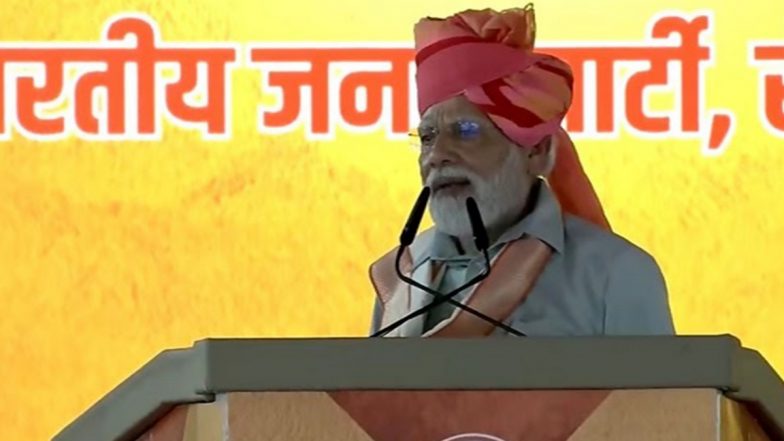 'Corruption Quit India, Appeasement Quit India': PM Narendra Modi Coins New Slogan in His Attack on Opposition's INDIA Alliance (Watch Video)