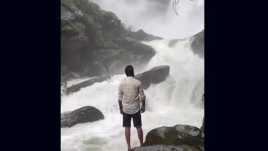 Karnataka: Man Dies After Falling into Overflowing Waterfall in Udupi, Video Goes Viral