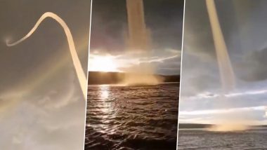 Golden Waterspout on Russia’s Kama River Gets Captured on Camera, Video of Rare Meteorological Phenomenon Captivates Internet