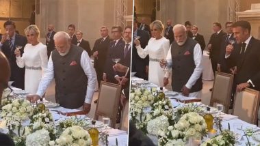 PM Narendra Modi Raises Drink for Toast in Paris, But Does Not Drink; Video Goes Viral