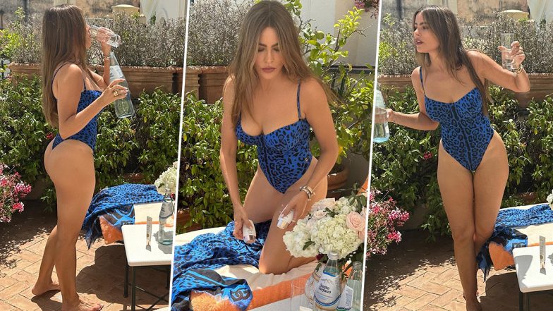 Sofia Vergara Vacays in Italy! Modern Family Actress Suntans in Hot Blue Leopard Print Monokini (View Pics and Video)