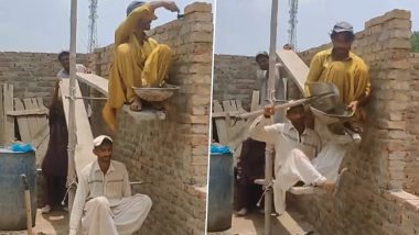 Jugaad Pro Max! Men Use Innovative Technique in Construction of a Wall, Video Goes Viral (Watch)