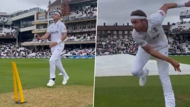 Stuart Broad Warms Up for Final Time at the Start of ENG vs AUS 5th Test Day 5 in Ashes 2023 Ahead of His Impending Retirement (Watch Video)