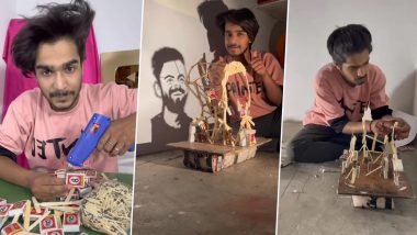 Artist Makes Virat Kohli's Shadow Portrait Using Matchboxes and Wooden Sticks, Video Goes Viral