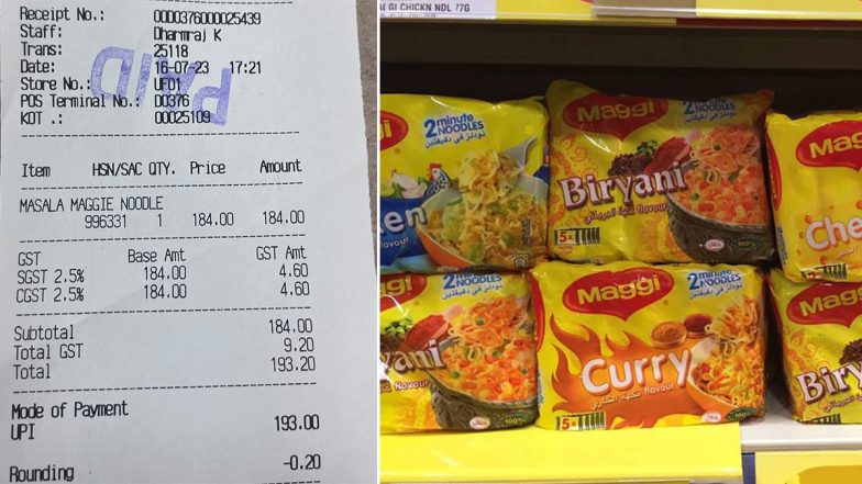 'Maggi for Rs 193': YouTuber Shares Inflated Bill of Maggi Noodles Purchased at Airport, Viral Photo Triggers Debate Online