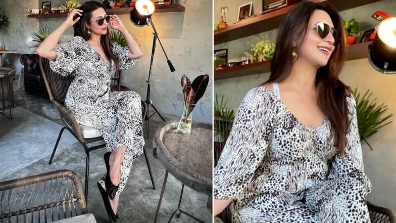 Divyanka Tripathi Looks Chic in Black and White Printed Dress (View Pics)