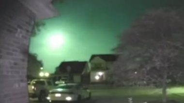 UFO Sighting in US: Giant Green Fireball Appears in Louisiana Sky, 'Strange' Visual Captured on Doorbell Cameras Sparks 'Alien' Rumours (Watch Video)