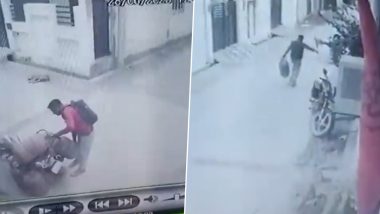 Cylinder Theft in Lucknow Video: Man Caught on Camera Stealing Cylinder from Delivery Man, Police Launch Action After CCTV Footage Surfaces