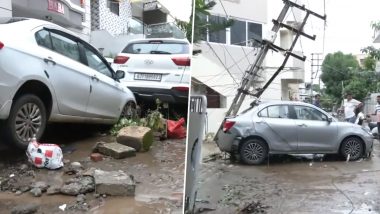 Gujarat Rains Video: Heavy Downpour Damages Many Cars in Junagadh, Orange Alert Issued