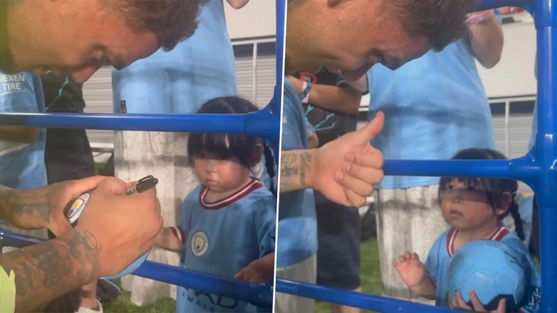 Manchester City's Ederson Meets Cute Little Fan, Signs An Autograph on Football in Adorable Video (Watch)