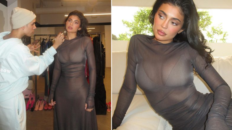 Kylie Jenner Shows Off Hefty Cleavage and Curves in a Sheer Grey Dress, Fashion Magnate Shares Sexy Pictures on Insta