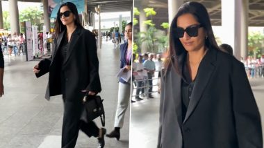 Sonam Kapoor Makes Stylish Return From London After Wimbledon Final 2023! Actress Makes Statement in Black Pantsuit and Vest at Airport! (Watch Video)