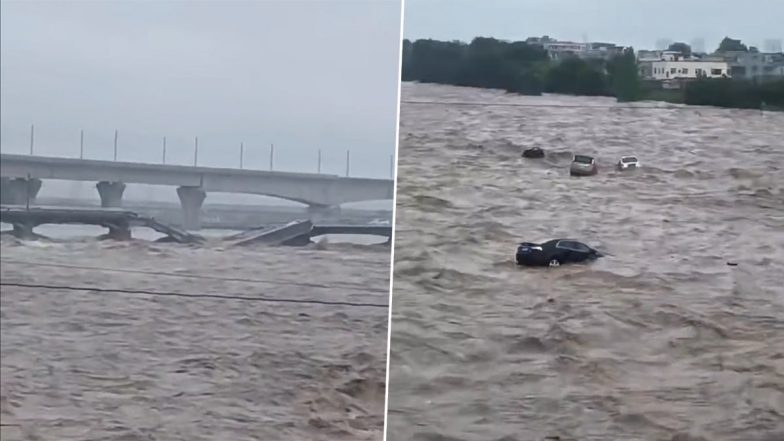 China Floods Videos: Typhoon Doksuri Triggers Heavy Rainfall, Flash Floods in Beijing and Other Parts; Scary Footages Show Severe Flooding and Cars Being Swept Away