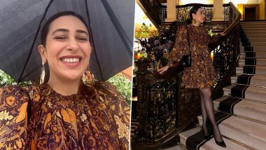 Karisma Kapoor Enjoys Monsoon in Printed Dress While Vacationing in London (View Pics and Video)