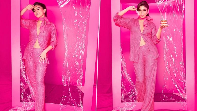 Bhumi Pednekar Channels Her Inner Barbie in Pink Shimmery Pantsuit