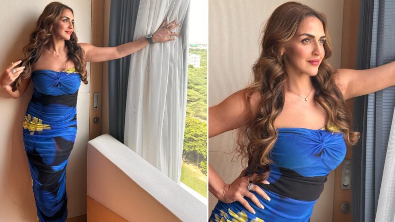 Esha Deol Looks Gorgeous in Strapless Bodycon Blue Dress (View Pics)