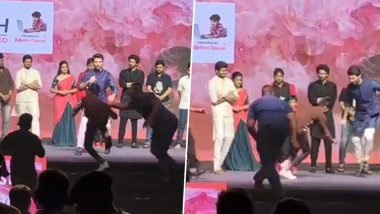 Vijay Deverakonda’s Fan Runs Past Security Onstage To Touch His Feet! Here’s How Liger Actor Reacted (Watch Video)