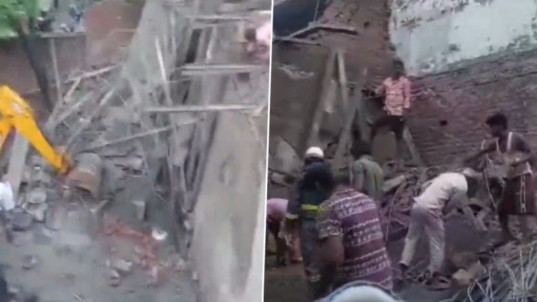 Uttar Pradesh House Collapse Video: Ceiling of House Collapses in Bulandshahr's Mawai Village, Four of Family Killed