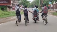 Boys on Triple Ride Perform Dangerous Stunt, Form Human Chain With Other Kids on Bicycles in UP's Kannauj, Viral Video Prompts Police Action