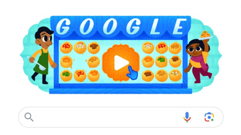 'Google F-oodle': Google Doodle Celebrates India's Favourite Snack Pani Puri to Mark World Record of Making Most Flavours Gol Gappas by Masterchef Neha