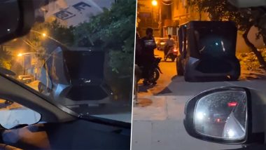 #PeakBengaluru Moment: Self-Driving Car Spotted On Bengaluru Street, Video of Driverless Four-Wheeler Goes Viral