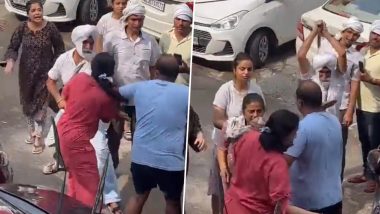 Delhi Brawl Video: Man Thrashed With Stick, Woman Pushed Over Parking Dispute in Kailash