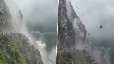 Shooting Stones During Himachal Pradesh Rains? Users Share Old Video of Jammu and Kashmir's Ramban Claiming Shooting Stone Incident in Hilly State (Watch Video)